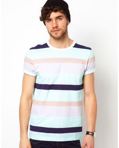 ASOS Stripe T-shirt with Pastel Tones for Men - Lyst