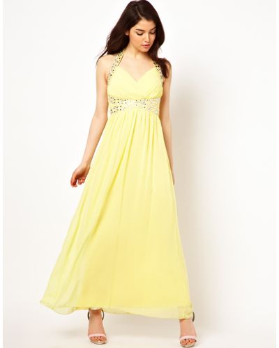 little mistress lemon maxi dress