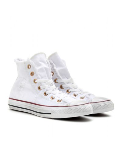 white denim converse