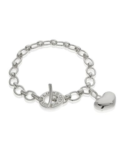 Links Of London Heart Charm Bracelet In Silver Metallic Lyst