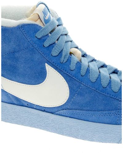 Nike Mid Blue Suede High Top Trainers Men Lyst