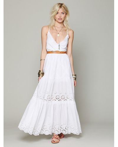 Free People Ophelia Eyelet Maxi Dress in White - Lyst