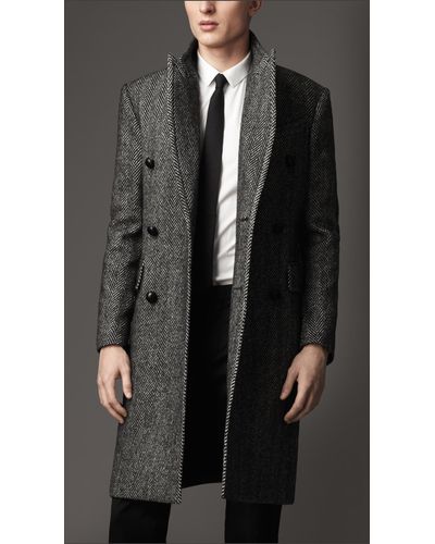 charcoal herringbone overcoat
