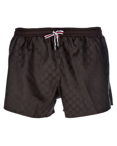 Gucci Monogram Swim Shorts in Brown (Black) for Men | Lyst UK