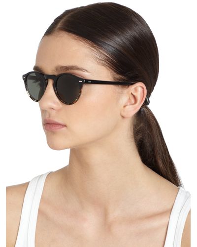 Oliver Peoples Gregory Peck Round Polarized Sunglasses in Black - Lyst