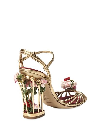 Dolce & Gabbana 105mm Rose Calf Leather Cage Sandals - Lyst