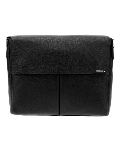Ermenegildo Zegna Classic Leather Messenger Bag in Black for Men - Lyst