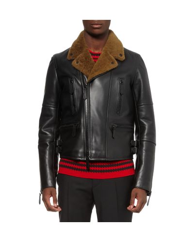 Burberry Prorsum Leather and Shearling Jacket in Black for Men - Lyst