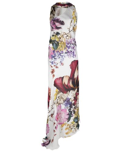 Roberto Cavalli One Shoulder Floral Print Dress - Lyst