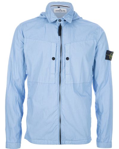 baby blue stone island overshirt
