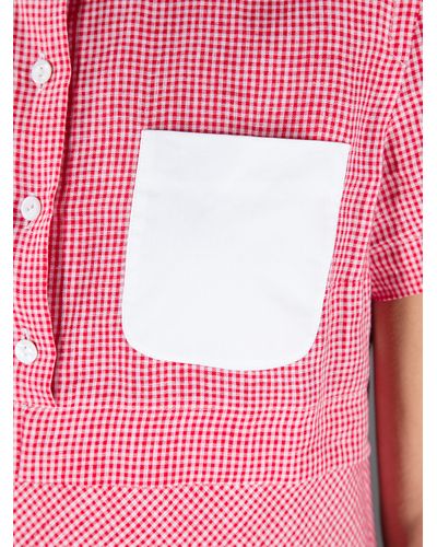 Carven Gingham Shirt Dress In Red Pink Lyst