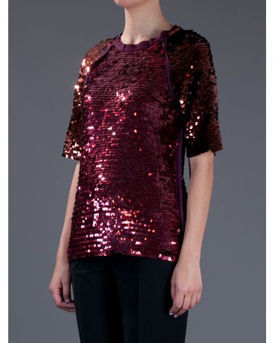 red sequin shirt