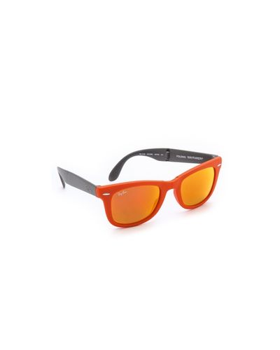 Ray-Ban Folding Wayfarer Sunglasses in Orange - Lyst