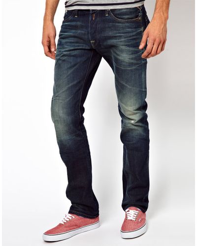 Replay Jeans Waitom Straight Fit Dark Wash in Blue for Men - Lyst