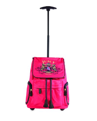 pink rolling backpack