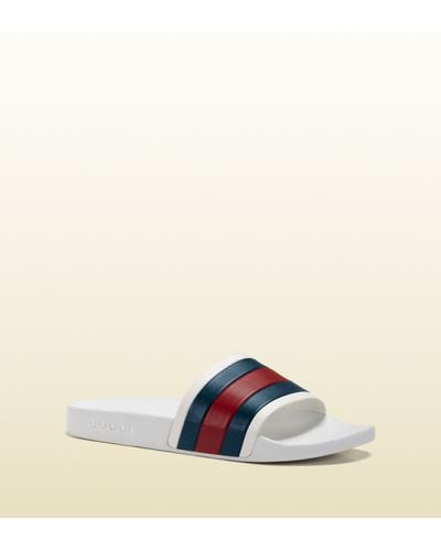 Gucci White Rubber Slide Sandal