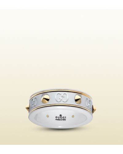 Gucci Icon With Studs In Yellow Gold And White Zirconia Powder - Lyst