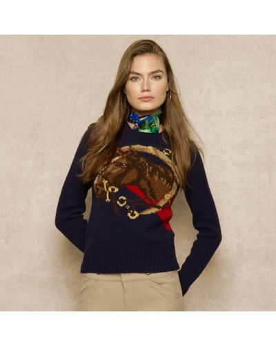 Ralph Lauren Blue Label Intarsia-knit Horse Sweater in Navy (Blue) - Lyst