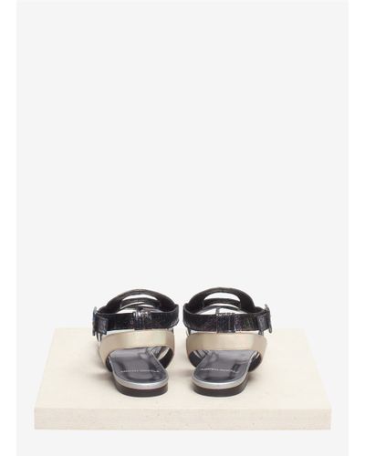 iridescent flat sandals