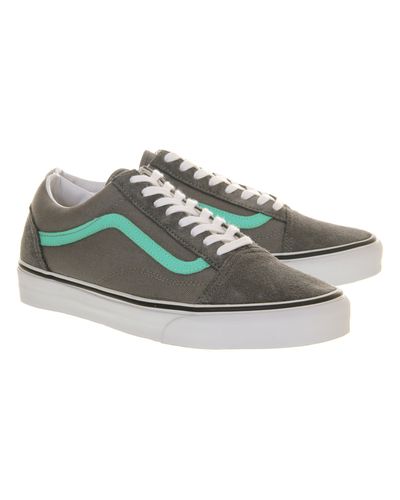 grey and turquoise vans