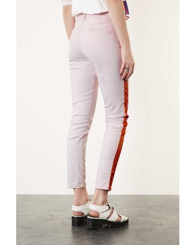 jeans with pink side stripe