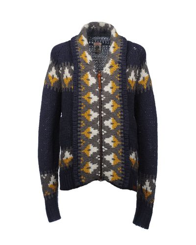 DIESEL Chunky Cardigan with Farisle Print in Blue for Men - Lyst