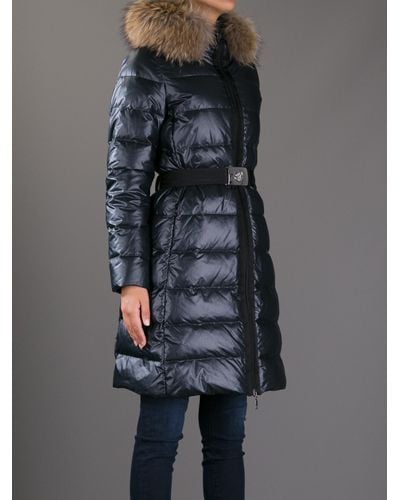 Moncler Nantes Fur Trim Coat in Black (Blue) - Lyst
