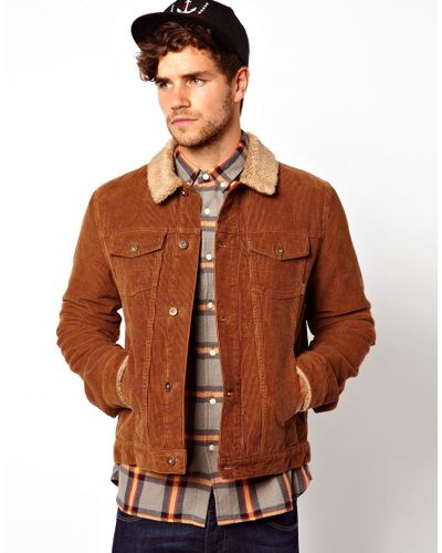 ASOS Cord Jacket with Borg in Brown for Men - Lyst