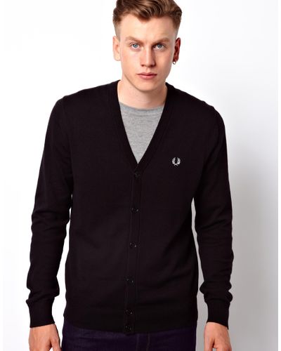 Fred Perry Classic Tip Cardigan in Black for Men - Lyst