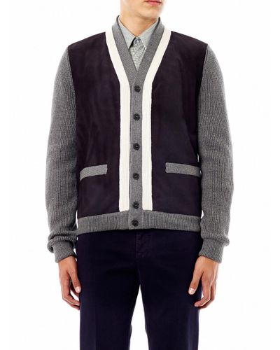 Gucci Suede Front Cardigan in Grey (Gray) for Men | Lyst