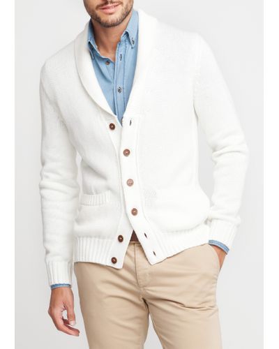 white mens cardigan