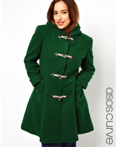 dark green duffle coat