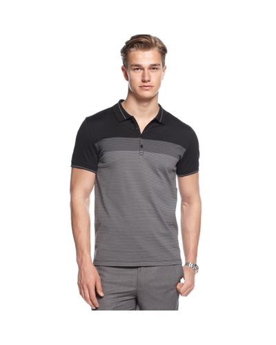 calvin klein men's black polo shirt