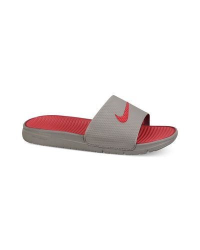 Nike Benassi Solarsoft Slides in Grey/Red (Gray) for Men - Lyst
