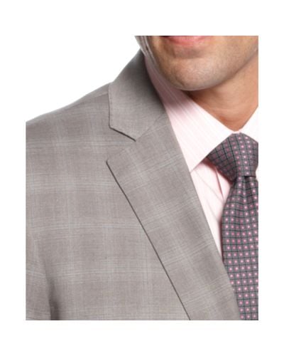 Perry Ellis Men's Grey Plaid Modern Fit Two-Button Suit Jacket $260 NEW