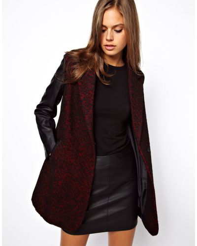 red and black coat pant