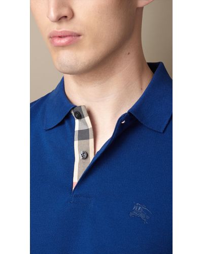 Burberry Long Sleeve Polo Shirt in Bright Navy Blue (Blue) for Men - Lyst