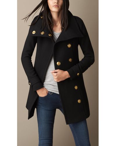 Burberry Wool Twill Blanket Wrap Coat in Black - Lyst