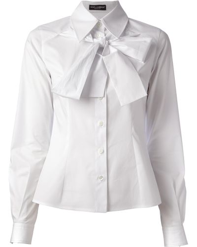 Dolce & Gabbana Pussy Bow Shirt in White | Lyst