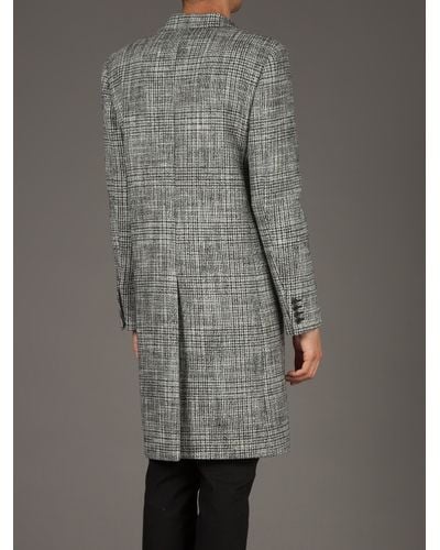 Saint Laurent Checked Coat in Black (Gray) for Men - Lyst