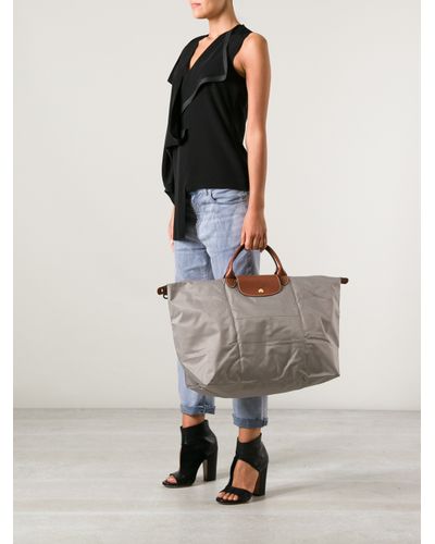 longchamp grey tote