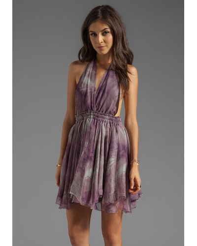 LoveShackFancy Love Shack Fancy Halter Mini Dress in Purple - Lyst