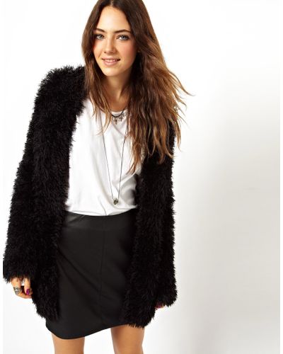 black fluffy cardigan