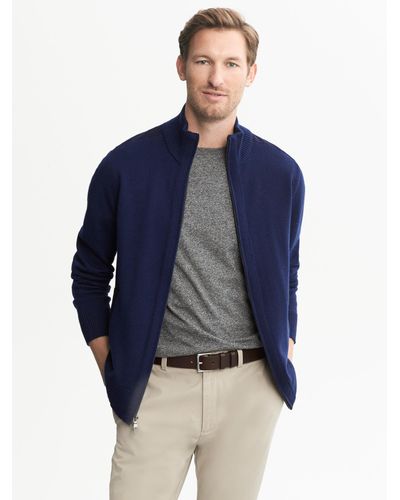 Banana Republic Navy Full Zip Sweater 