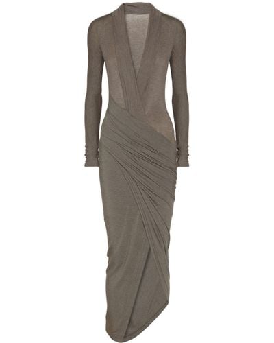 Donna Karan Draped Wrapeffect Jersey Dress in Anthracite (Gray) | Lyst