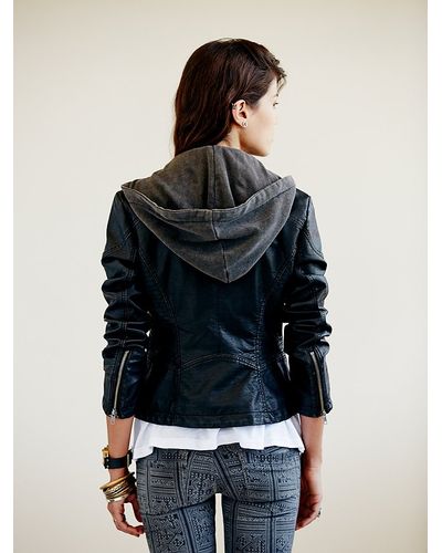 hooded leather motorcycle jacket