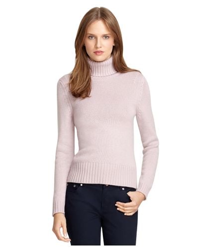 Brooks Brothers Cashmere Turtleneck Sweater in Light Pink (Pink) - Lyst