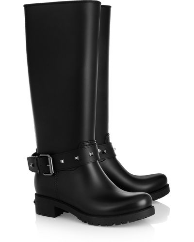 Karl Lagerfeld Studded Rubber Wellington Boots in Black | Lyst