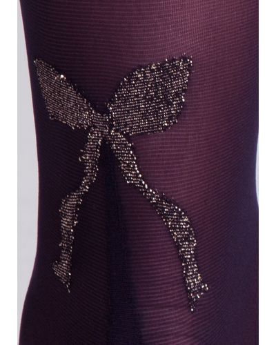 Bebe Back Ankle Bow Sheer Tights In Black Purple Lyst