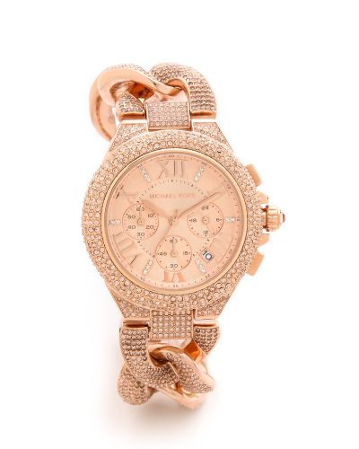 Michael Kors Glitz Glamour Camille Watch in Rose Gold (Pink) - Lyst